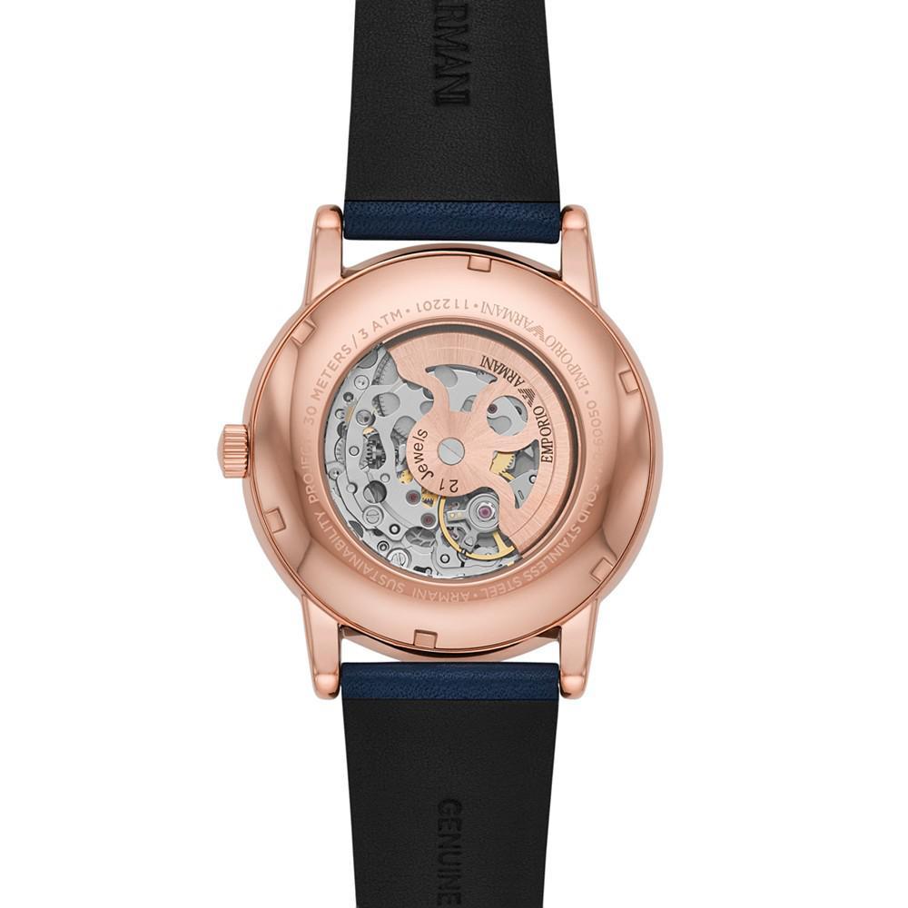 商品Emporio Armani|Men's Automatic Blue Leather Strap Watch 43mm,价格¥3264,第5张图片详细描述