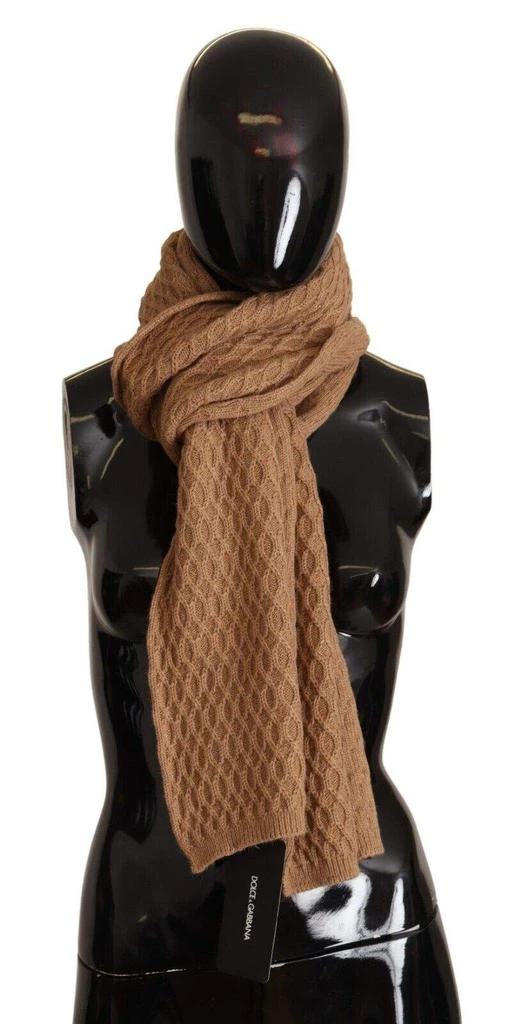 商品Dolce & Gabbana|Dolce & Gabbana Dark Brown Wrap Shawl Knitted Camel Scarf,价格¥1988,第1张图片