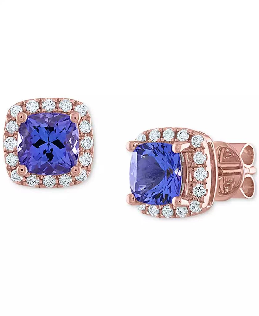 商品Macy's|Tanzanite (1 ct t.w.) & Diamond (1/6 ct. t.w.) Halo Stud Earrings in 14k Rose Gold,价格¥5104,第1张图片