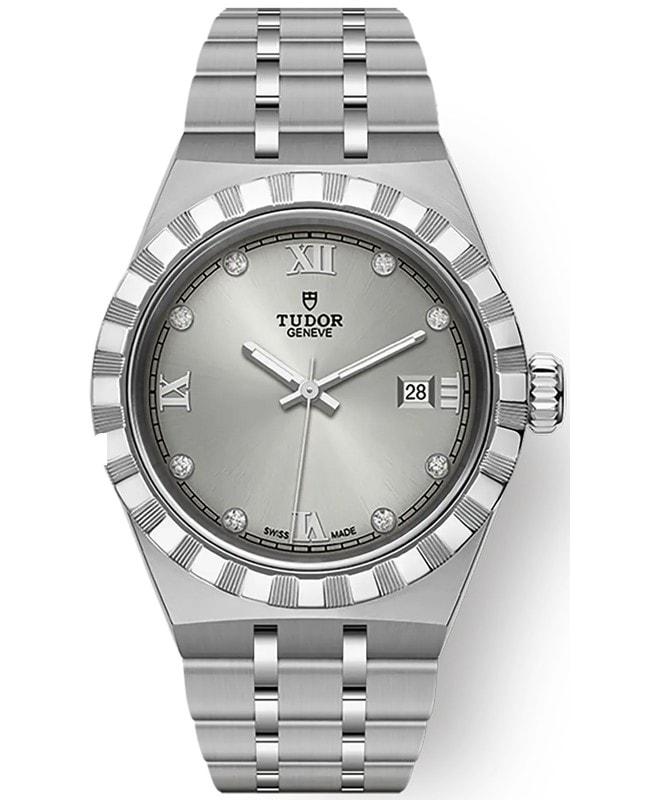 Tudor Royal Silver Diamond  Dial Stainless Steel Unisex Watch M28300-0002商品第1张图片规格展示