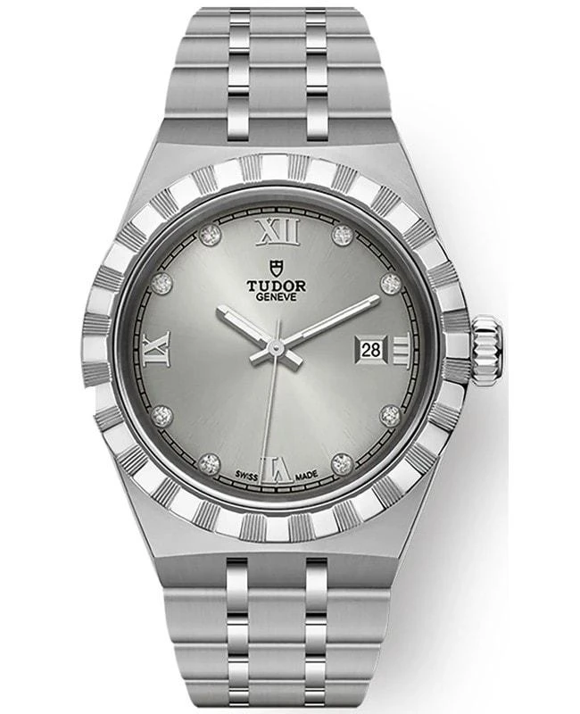 商品Tudor|Tudor Royal Silver Diamond  Dial Stainless Steel Unisex Watch M28300-0002,价格¥23541,第1张图片