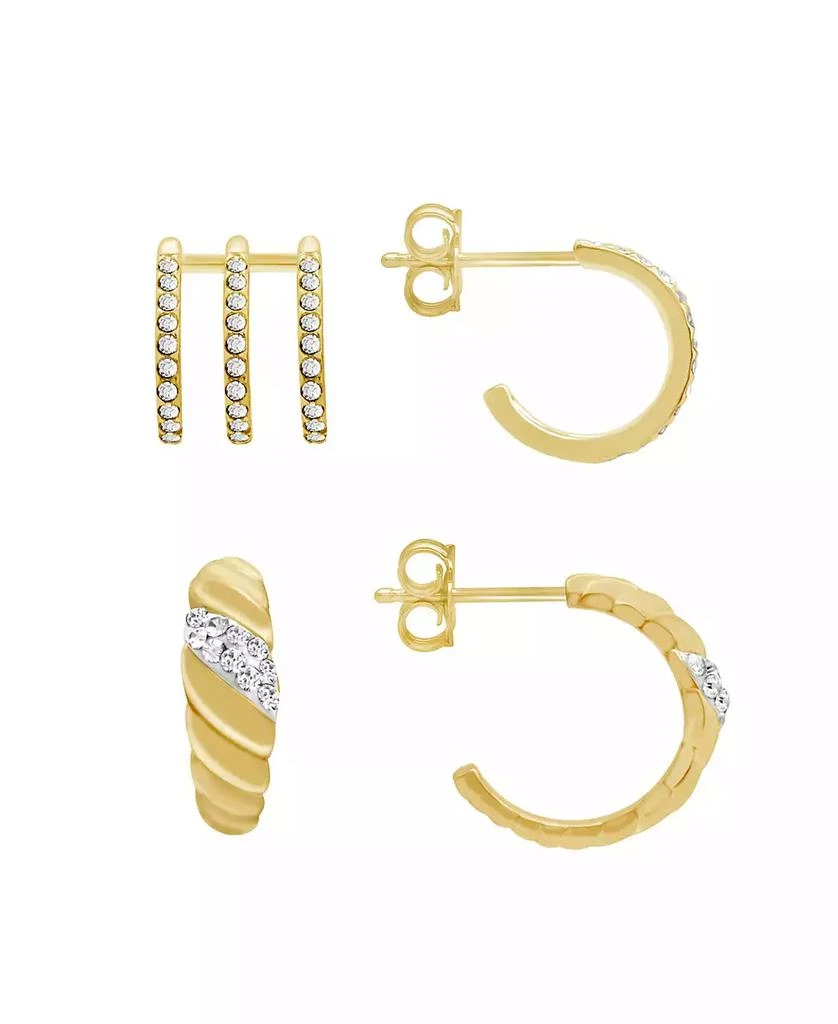 商品Essentials|Gold Plated 2-Piece C Hoop and Multi Row Hoop Earrings Set,价格¥128,第1张图片