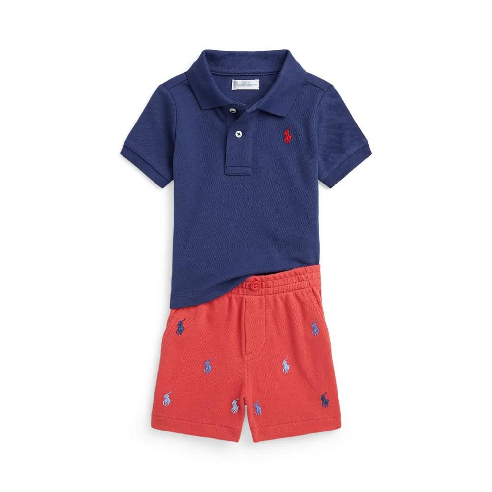 商品Ralph Lauren|Baby Boys Mesh Polo Shirt and Shorts, 2 Piece Set,价格¥186,第1张图片