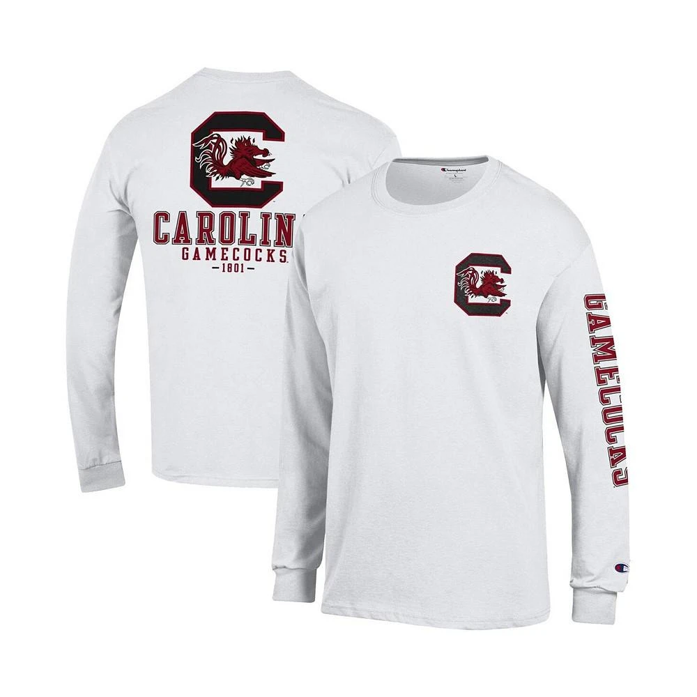 商品CHAMPION|Men's White South Carolina Gamecocks Team Stack 3-Hit Long Sleeve T-shirt,价格¥295,第1张图片