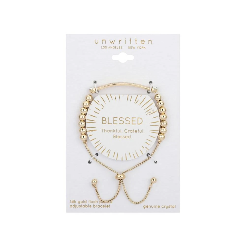 商品Unwritten|Gold Flash Plated "Blessed" Bar and Bead Adjustable Bolo Bracelet,价格¥169,第2张图片详细描述