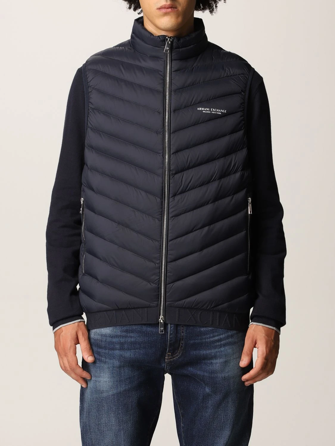 商品[国内直发] Armani Exchange|ARMANI EXCHANGE 海军蓝色男士马甲 8NZQ52-ZNW3Z-5578,价格¥1014,第1张图片