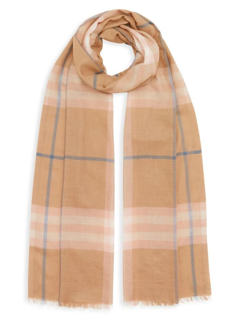 商品Burberry|Giant Check Gauze Wool & Silk Scarf,价格¥2904,第1张图片