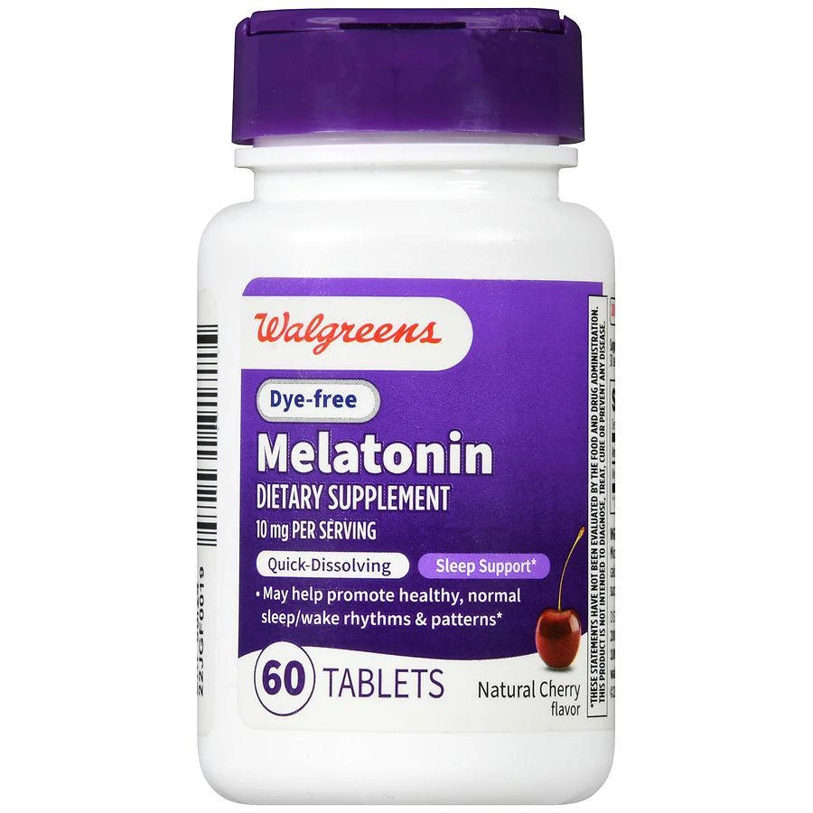 商品Walgreens|Dye Free Melatonin 10 mg Quick-Dissolving Tablets (60 days) Natural Cherry,价格¥75,第2张图片详细描述