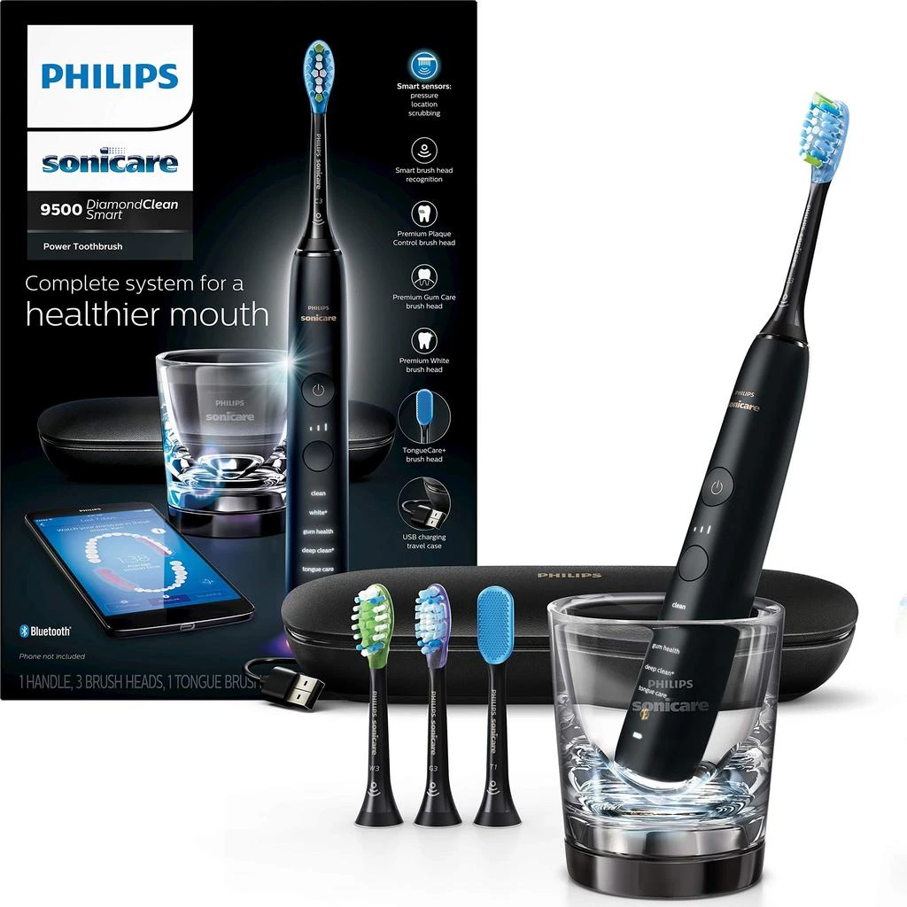 商品Philips Sonicare|Philips Sonicare DiamondClean Smart 9500 Rechargeable Electric Power Toothbrush, Pink, HX9924/21,价格¥2013,第1张图片