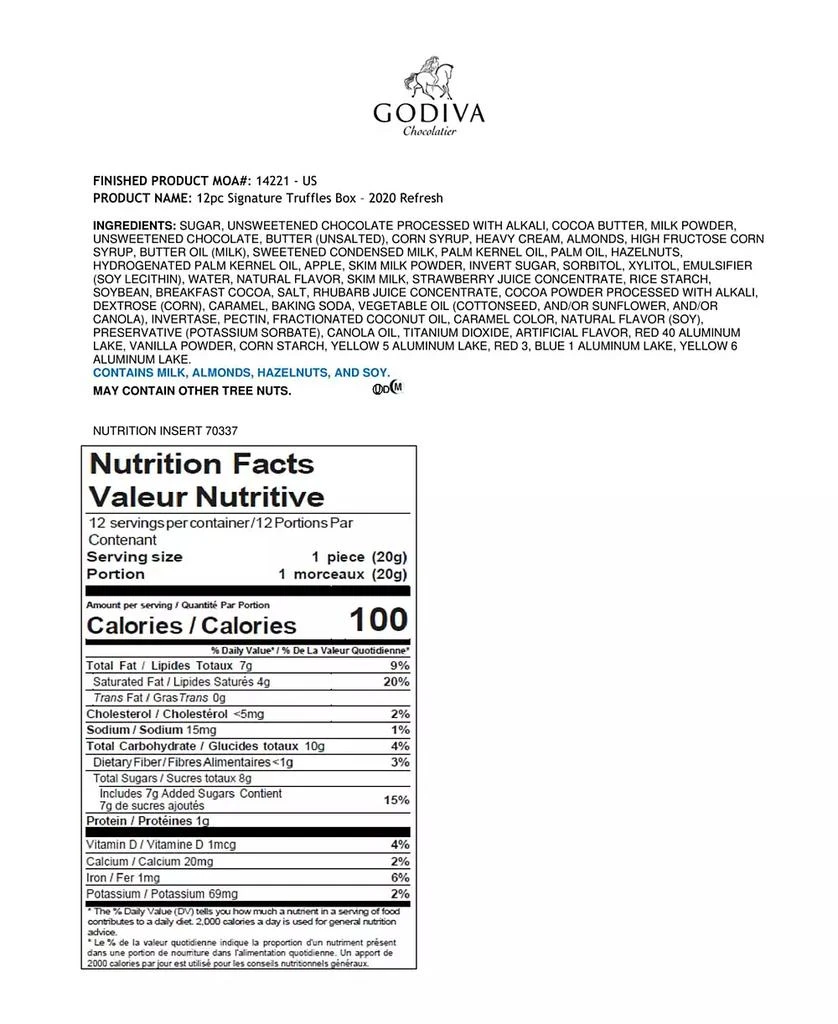 商品Godiva|Signature Truffles Assorted Chocolate Gift Box 12 Piece,价格¥232,第5张图片详细描述