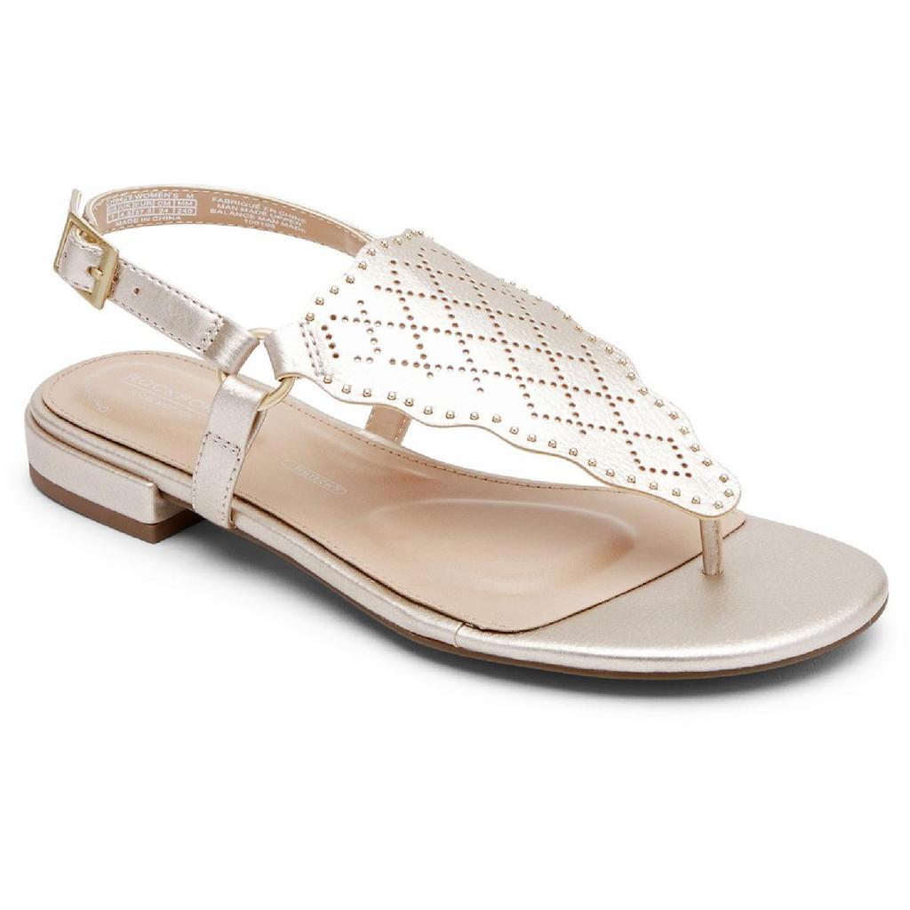 商品Rockport|Rockport Womens Total Motion Zosia Wave Leather Slip On Thong Sandals,价格¥148-¥243,第1张图片