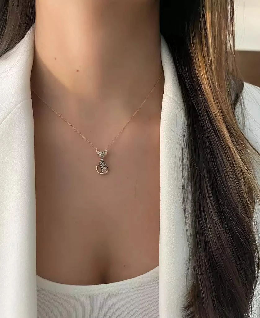 商品Le Vian|Nude Diamond (1/3 ct. t.w.) & Chocolate Diamond (1/4 ct. t.w.) Cat Necklace in 14k Rose Gold, 18" + 2" extender,价格¥8747,第2张图片详细描述