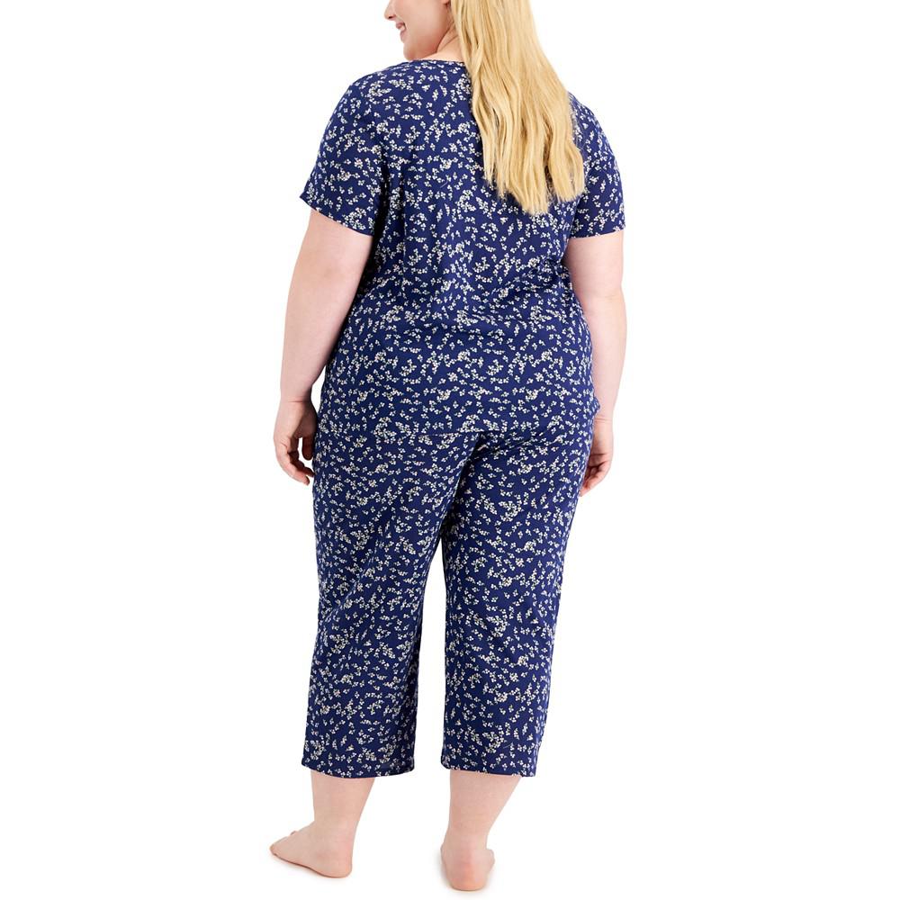 Plus Size Cotton Essentials Pajama Set, Created for Macy's商品第2张图片规格展示
