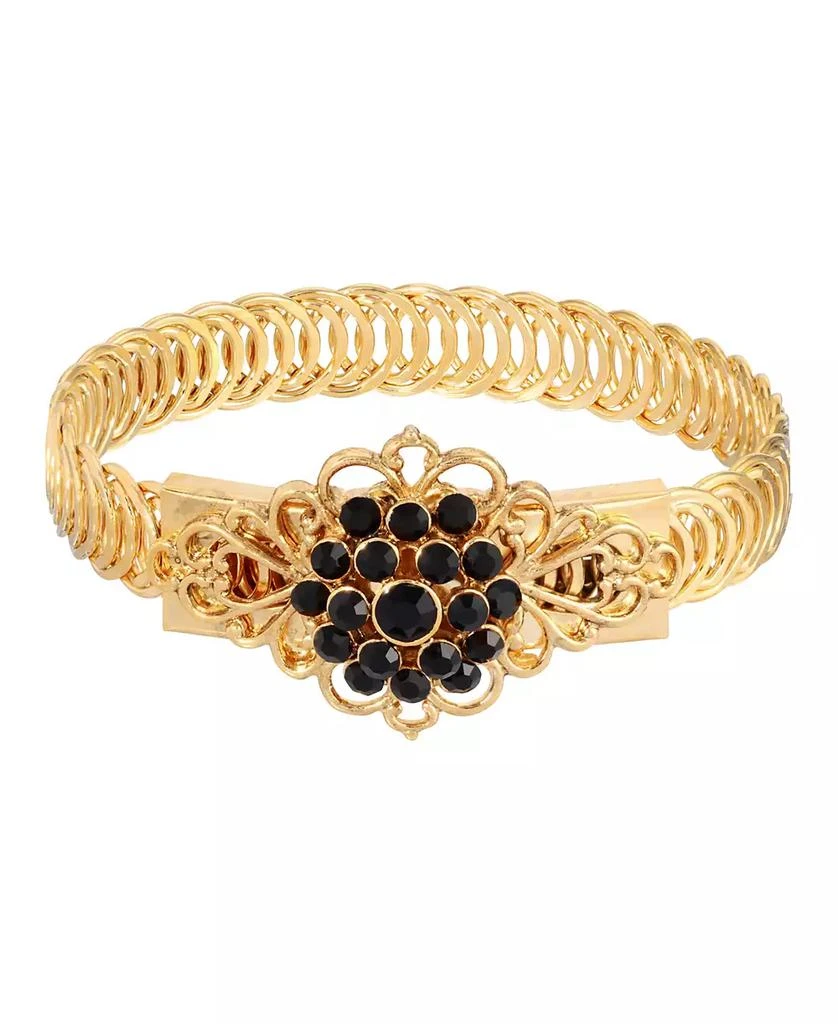 商品2028|14K Gold-tone Black Flower Overlay Belt Bracelet,价格¥360,第1张图片