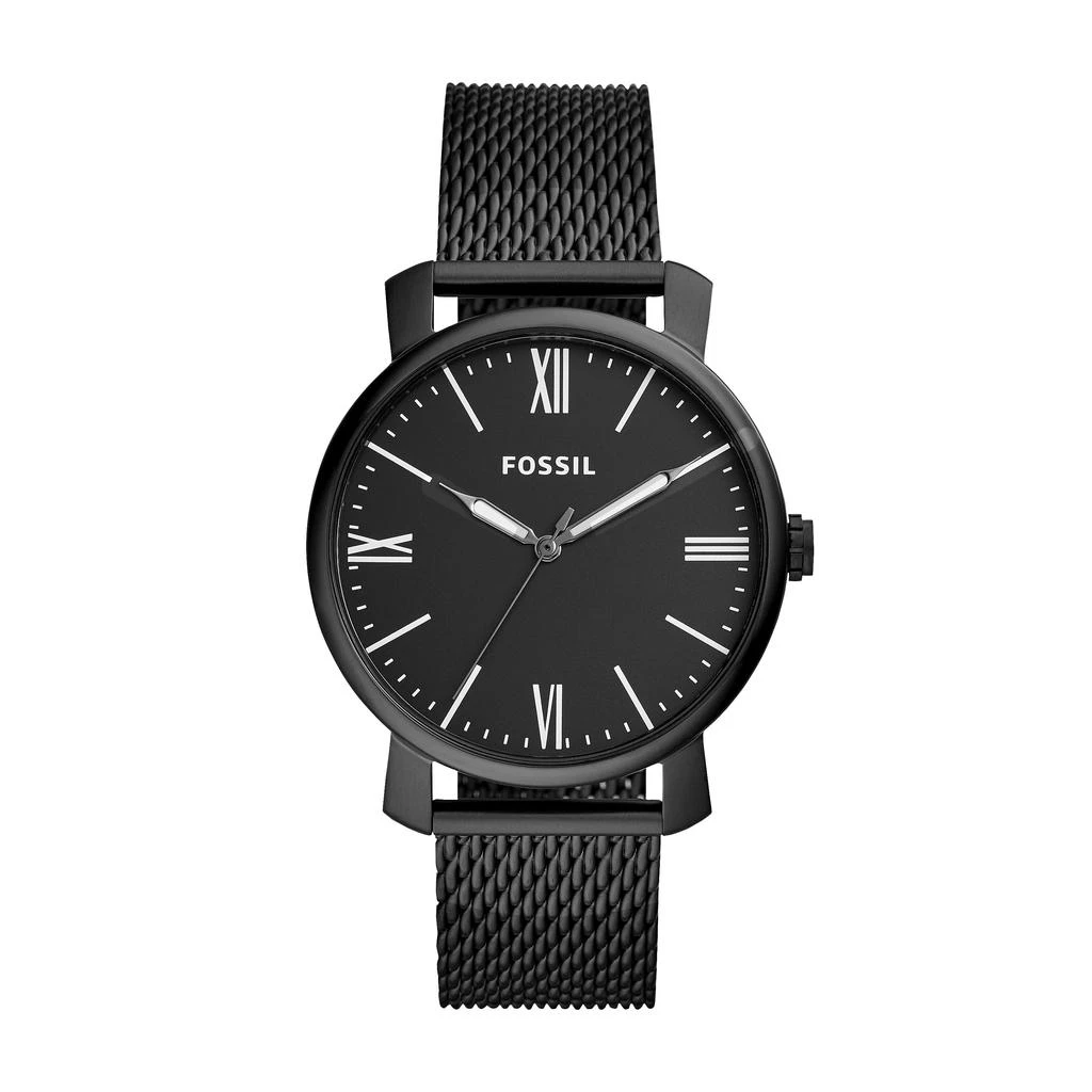 商品Fossil|Fossil Men's Rhett Three-Hand, Black-Tone Stainless Steel Watch,价格¥418,第1张图片