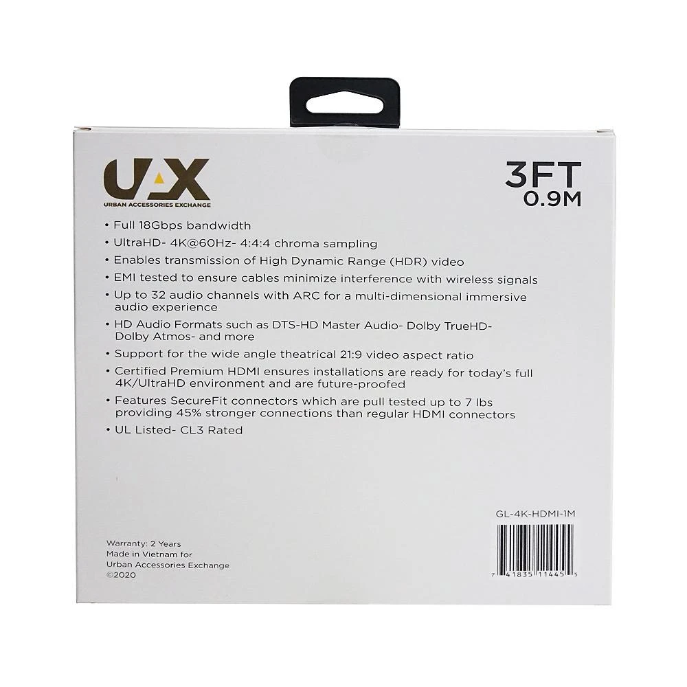 商品UAX|3 ft. 4K HDMI Cable,价格¥97,第3张图片详细描述
