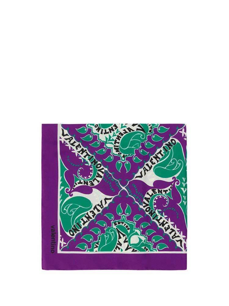 商品Valentino|Valentino Manifesto Bandana Foulard Logo Printed Scarf,价格¥1743,第1张图片