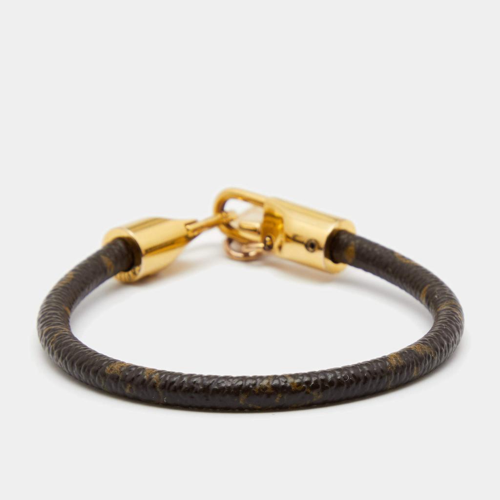 Louis Vuitton Luck It  Brown Monogram Canvas Gold Tone Bracelet商品第3张图片规格展示