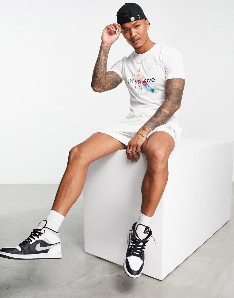 Calvin Klein Jeans pride capsule co-ord chest monogram slim fit t-shirt in white商品第4张图片规格展示