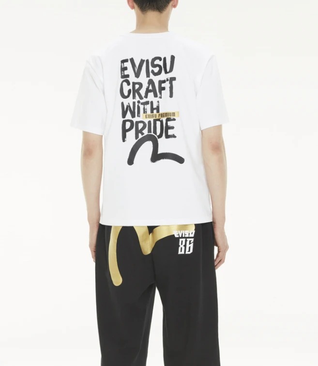 【享贝家】（国内现货-QD）Evisu 韩版 休闲舒适圆领字母印花T恤 男女同款 白色 EU5UTS904WH 商品