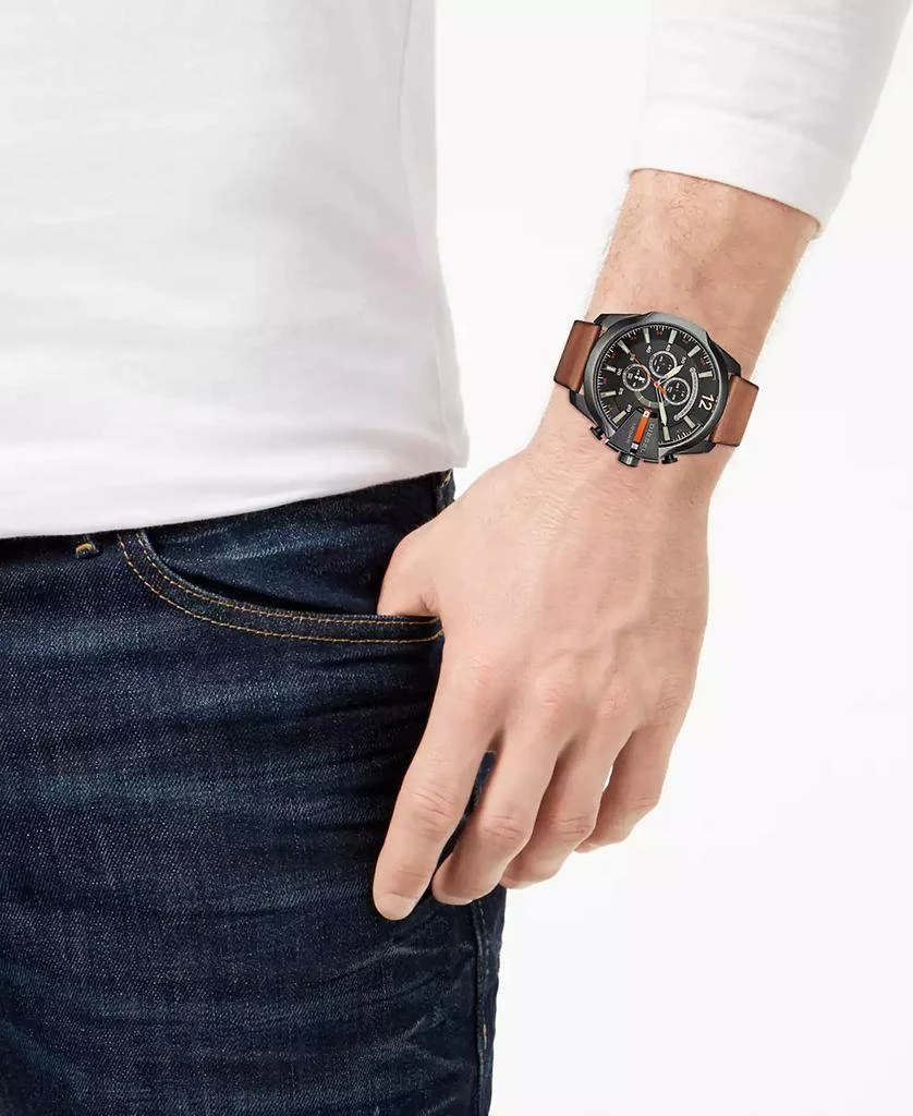 商品Diesel|Men's Only The Brave Brown Leather Strap Watch 51x59mm,价格¥1424,第2张图片详细描述