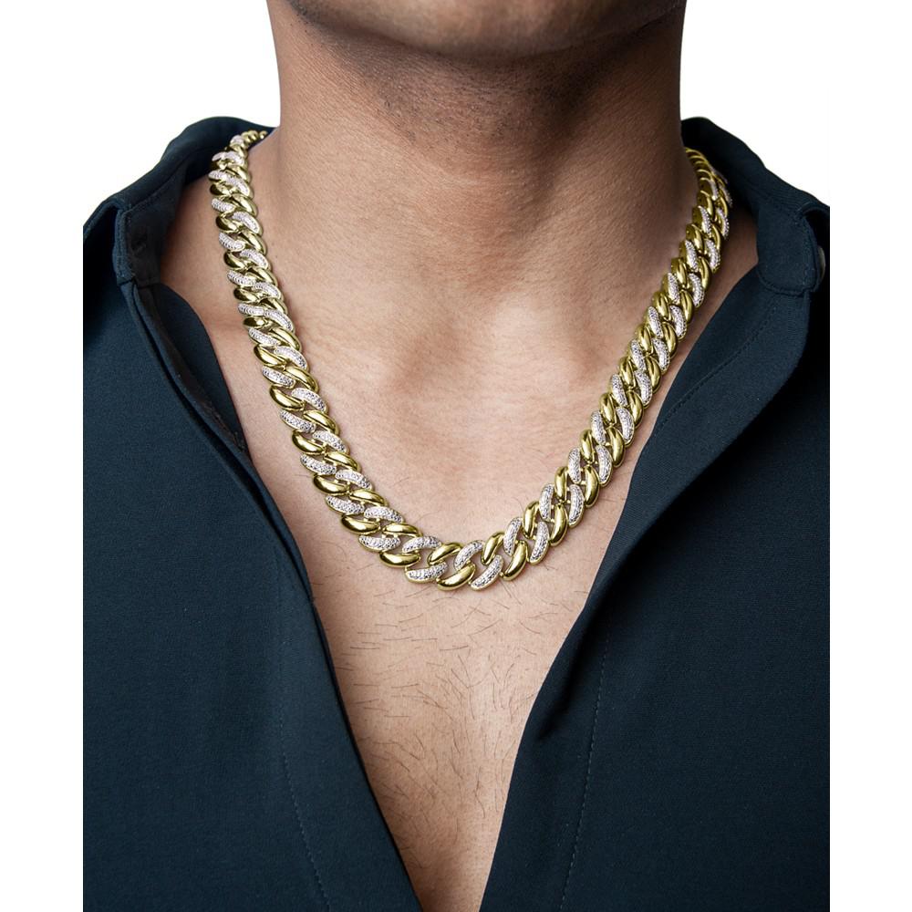 Men's Diamond Pavé Wide Link 24" Chain Necklace (1/2 ct. t.w.)商品第2张图片规格展示