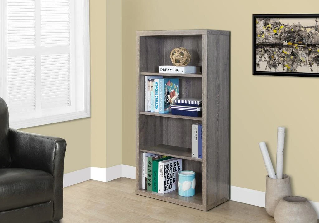 商品Homezia|48" Dark Taupe Wood Bookcase,价格¥2239,第5张图片详细描述