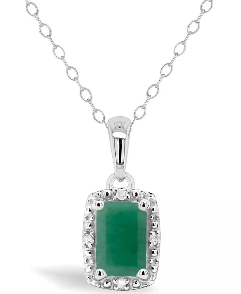 商品Macy's|Sapphire (5/8 ct. t.w.) and Diamond Accent Pendant Necklace in Sterling Silver (Also Available in Emerald),价格¥889,第1张图片