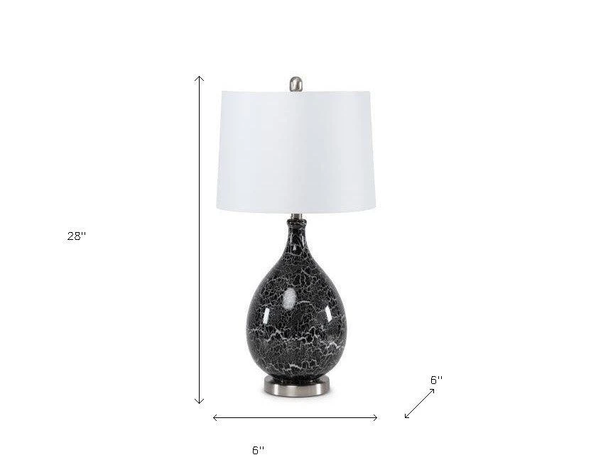 商品Homezia|Set of Two 28" Gray Glass Geometric Table Lamps With White Empire Shade,价格¥2512,第4张图片详细描述