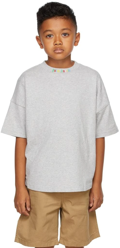 商品Palm Angels|Kids Grey & Multicolor Logo T-Shirt,价格¥1716,第2张图片详细描述