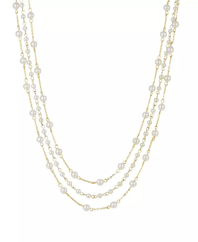 商品2028|Women's Gold Tone Three Strand Imitation Pearl Chain Necklace,价格¥288,第1张图片