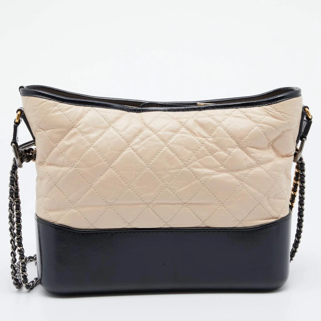 商品[二手商品] Chanel|Chanel Beige/Black Quilted Aged Leather Medium Gabrielle Bag ,价格¥19483,第4张图片详细描述