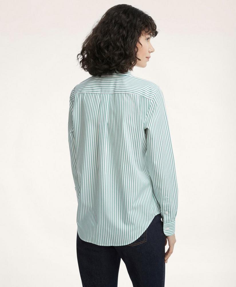 Classic-Fit Non-Iron Stretch Supima® Cotton Bengal Stripe Dress Shirt商品第2张图片规格展示