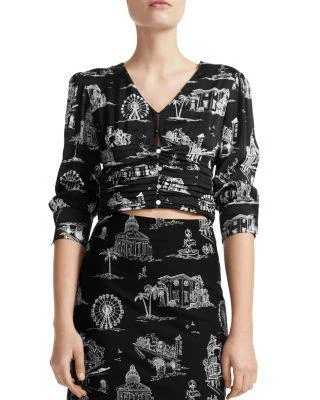 商品Maje|Letilla Printed Cropped Top,价格¥834,第1张图片