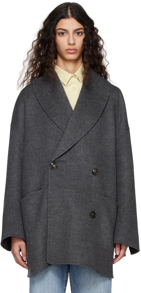 Gray Double-Breasted Jacket商品第1张图片规格展示
