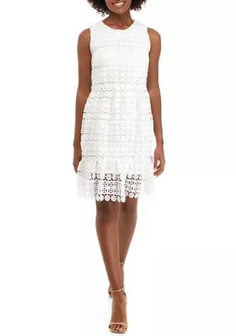 商品Sandra Darren|Darren Womens Sleeveless Lace Overlay Dress,价格¥171,第1张图片