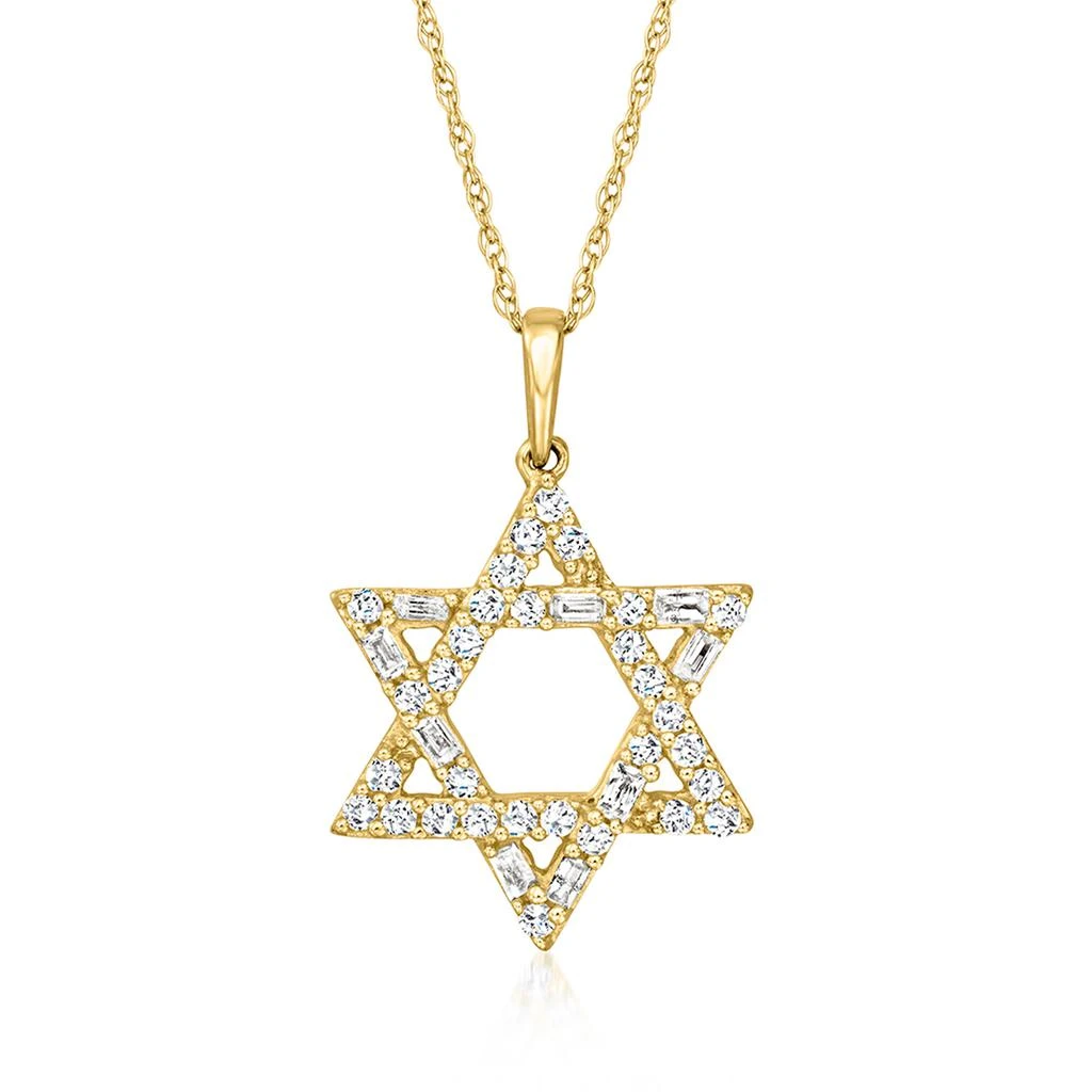 商品Ross-Simons|Round and Baguette Diamond Star Of David Necklace in 14kt Yellow Gold,价格¥4165,第1张图片