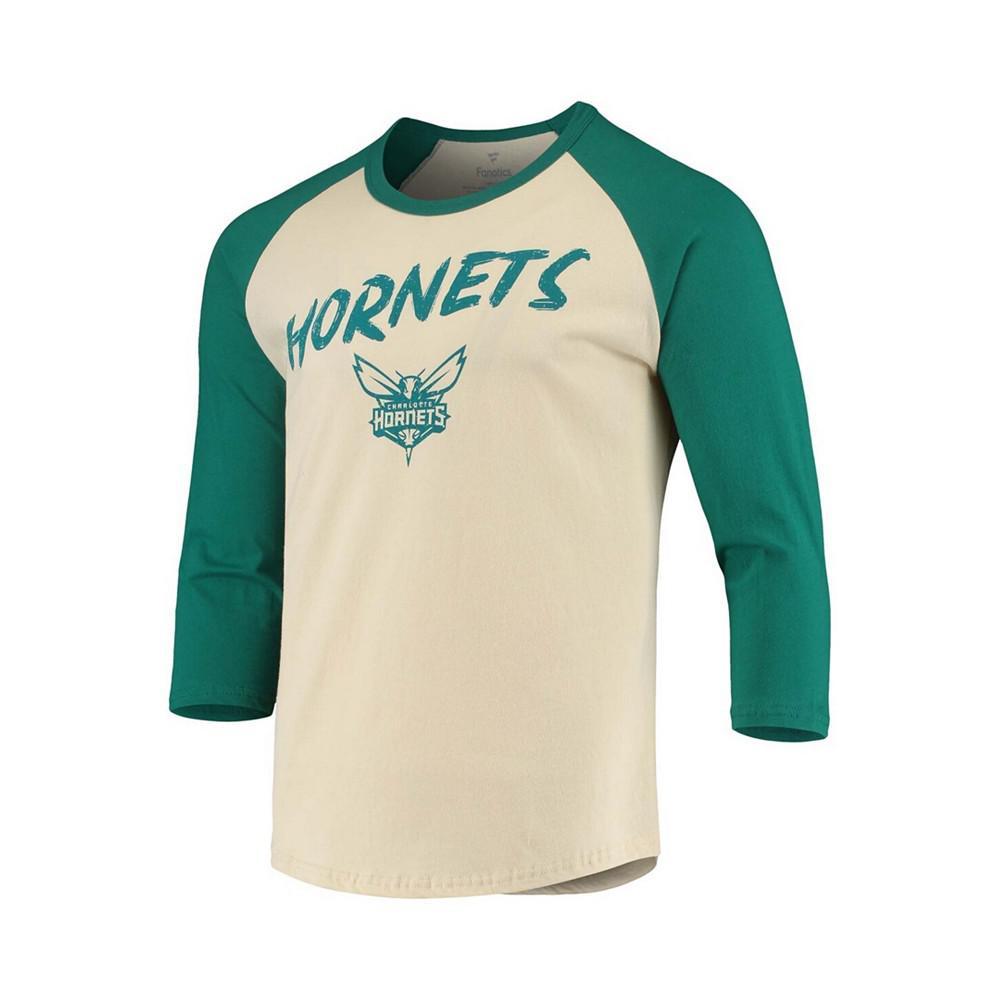 商品Fanatics|Men's LaMelo Ball Cream Charlotte Hornets NBA 3/4 Sleeve Raglan T-shirt,价格¥373,第4张图片详细描述