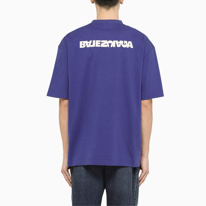 Balenciaga Indigo t-shirt with contrasting logo商品第3张图片规格展示