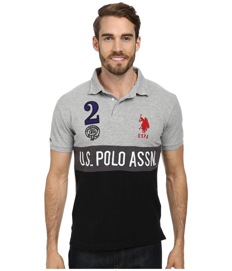 商品U.S. POLO ASSN.|Color Block Slim Fit Pique Polo w/ Number 2 Appliques Front and Back,价格¥278,第1张图片