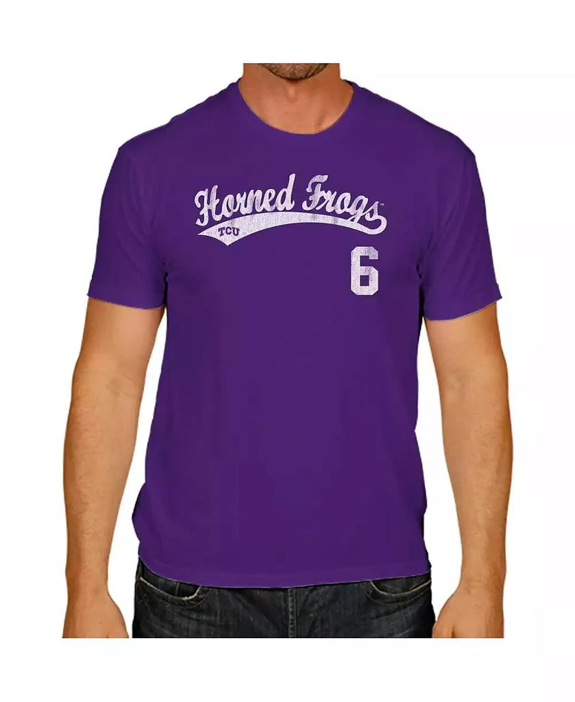 商品The Original Retro Brand|Men's Andrew Cashner Purple TCU Horned Frogs NCAA Baseball T-shirt,价格¥240,第2张图片详细描述