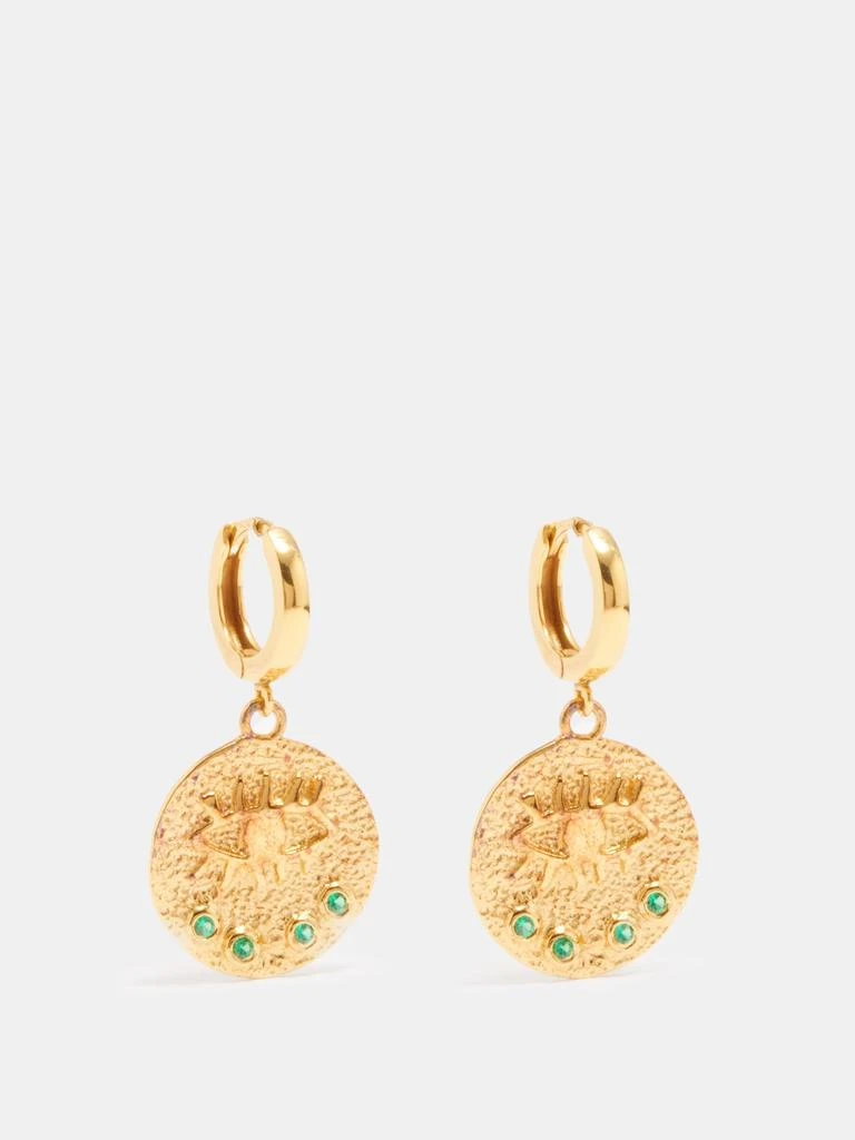 商品Hermina Athens|Kressida emerald & gold-vermeil hoop earrings,价格¥1448,第1张图片