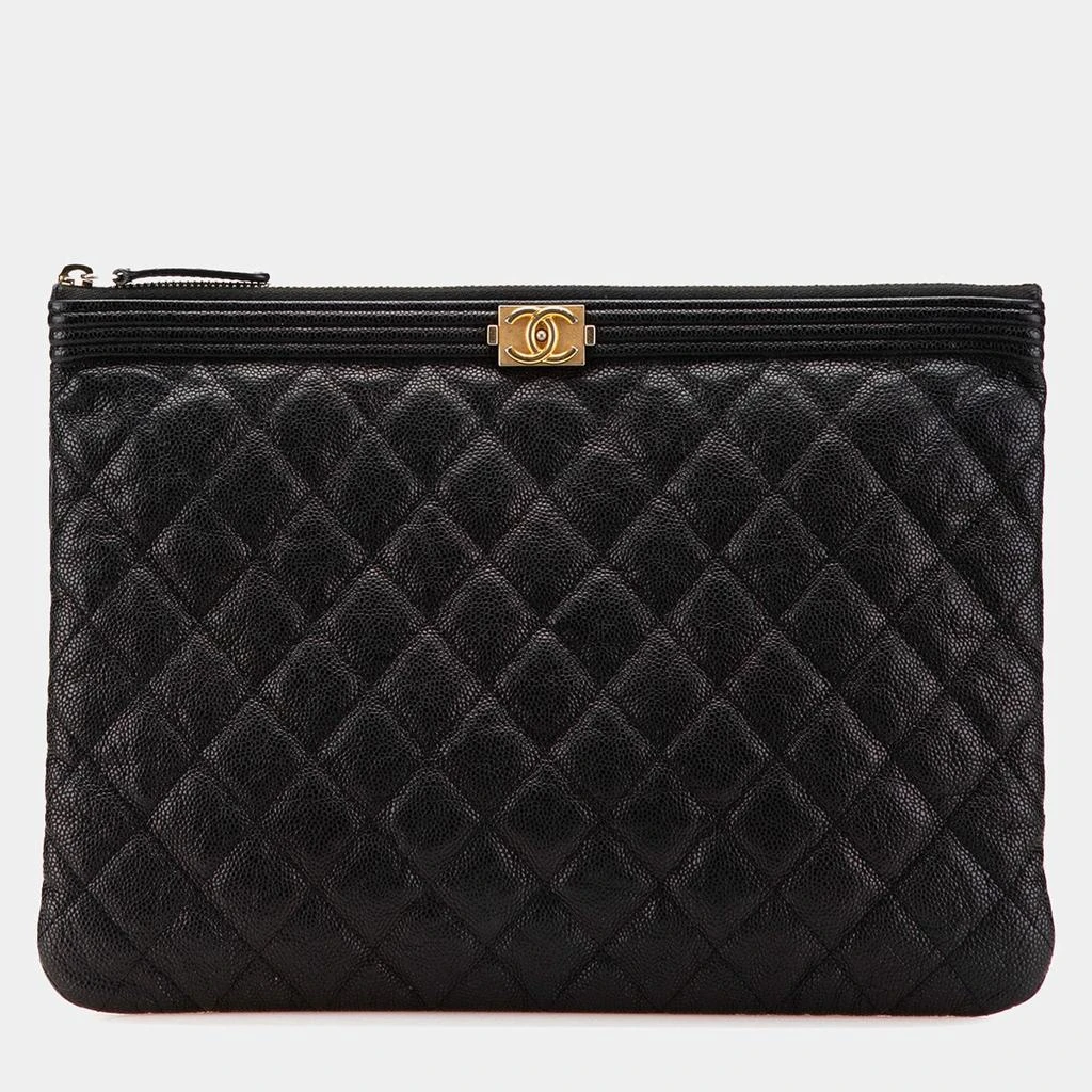 商品[二手商品] Chanel|Chanel Black Caviar Quilted Boy O Case Medium Clutch Bag,价格¥10533,第1张图片