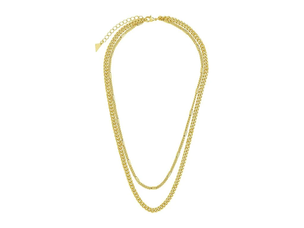 商品Sterling Forever|Curb & Station Layered Chain Necklace,价格¥407,第2张图片详细描述