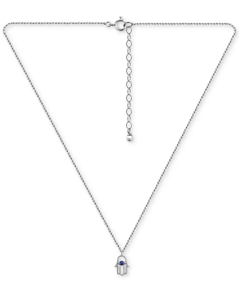 商品Giani Bernini|Lab-Grown Sapphire Hamsa Hand Pendant Necklace (3/8 ct. t.w.) in 18k Gold-Plated Sterling Silver, 16" + 2" extender, Created for Macy's,价格¥257,第3张图片详细描述