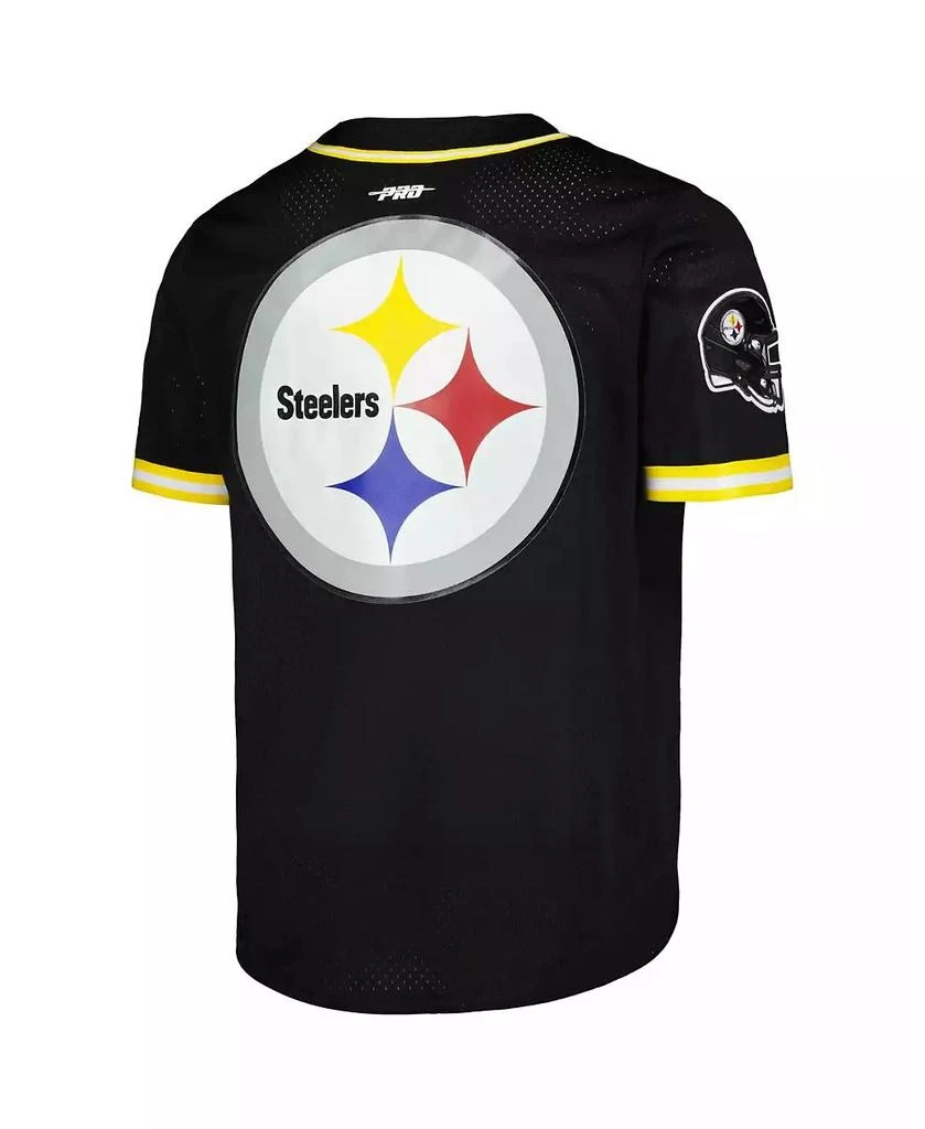 商品Pro Standard|Men's T.J. Watt Black Pittsburgh Steelers Mesh Baseball Button-Up T-shirt,价格¥823,第3张图片详细描述