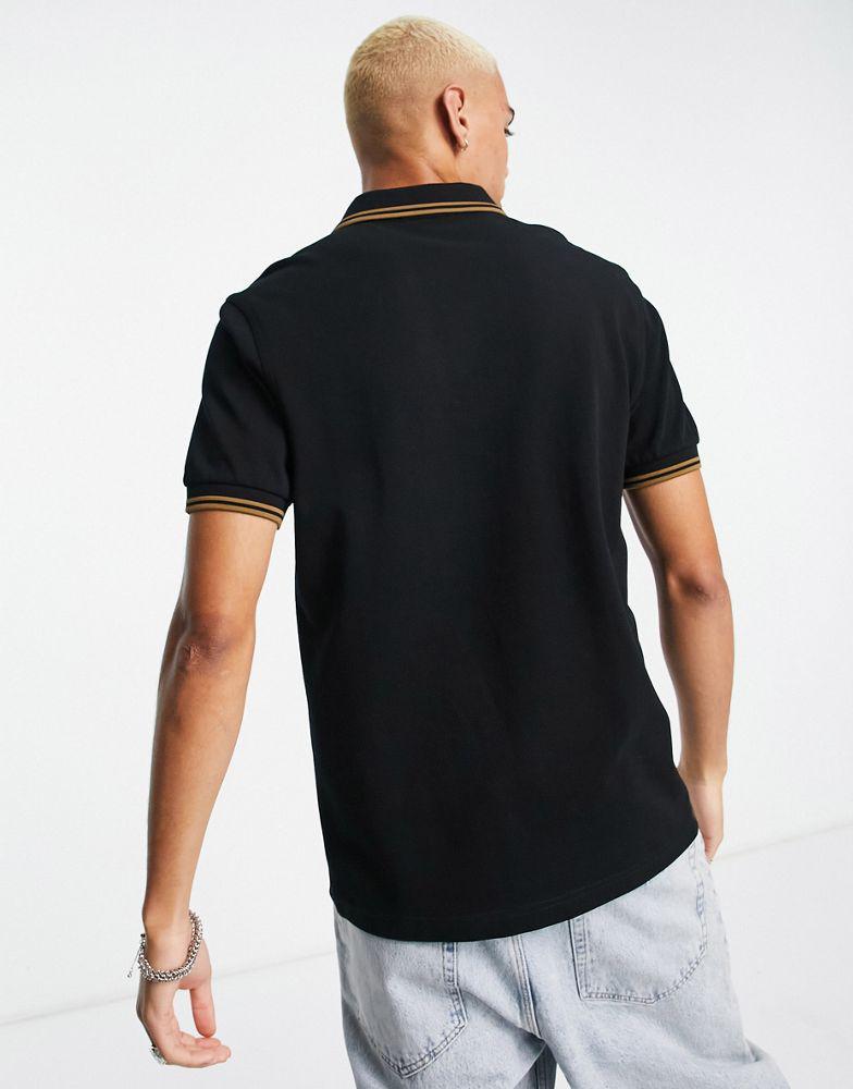 商品Fred Perry|Fred Perry twin tipped polo shirt in black,价格¥611,第4张图片详细描述