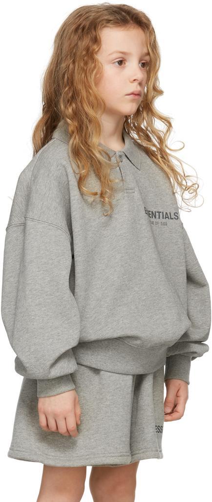 商品Essentials|Kids Grey French Terry Long Sleeve Polo,价格¥464,第5张图片详细描述