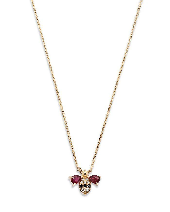 商品Bloomingdale's|Ruby & Diamond Bumblebee Pendant Necklace in 14K Yellow Gold, 18" -  100% Exclusive,价格¥3817,第1张图片