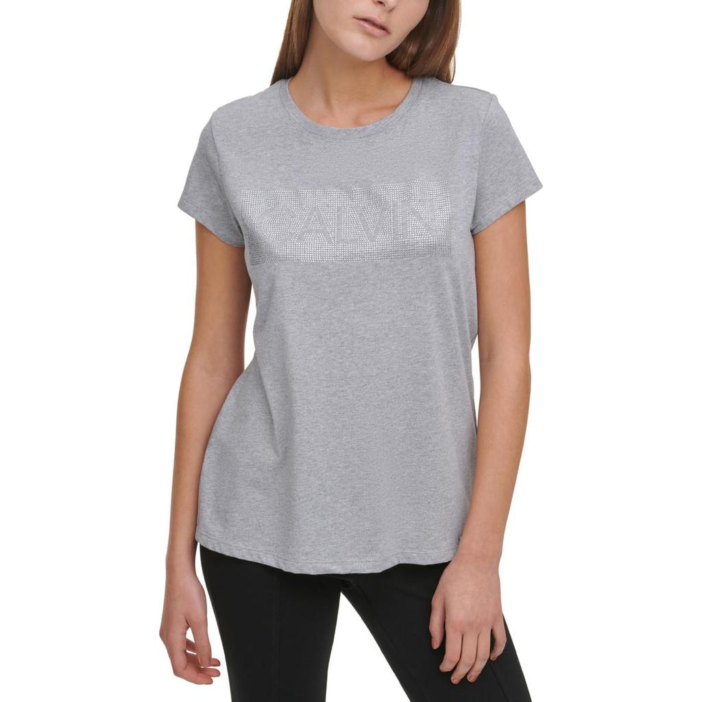 Calvin Klein Womens Embellished Crewneck T-Shirt商品第1张图片规格展示